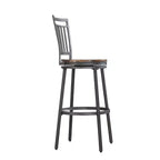 25" Metal Swivel Stool, Slate Grey with Golden Oak Seat
