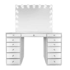 Premium Mirrored Vanity Table with Crystal Knobs and Mirror Drawers