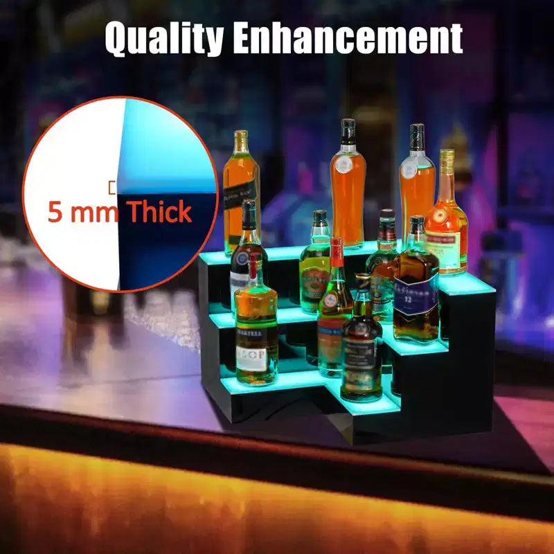 Drankfles Displayplank, 3-lagen 20-inch acryl verlichte flesdisplay met afstandsbediening en app-bediening