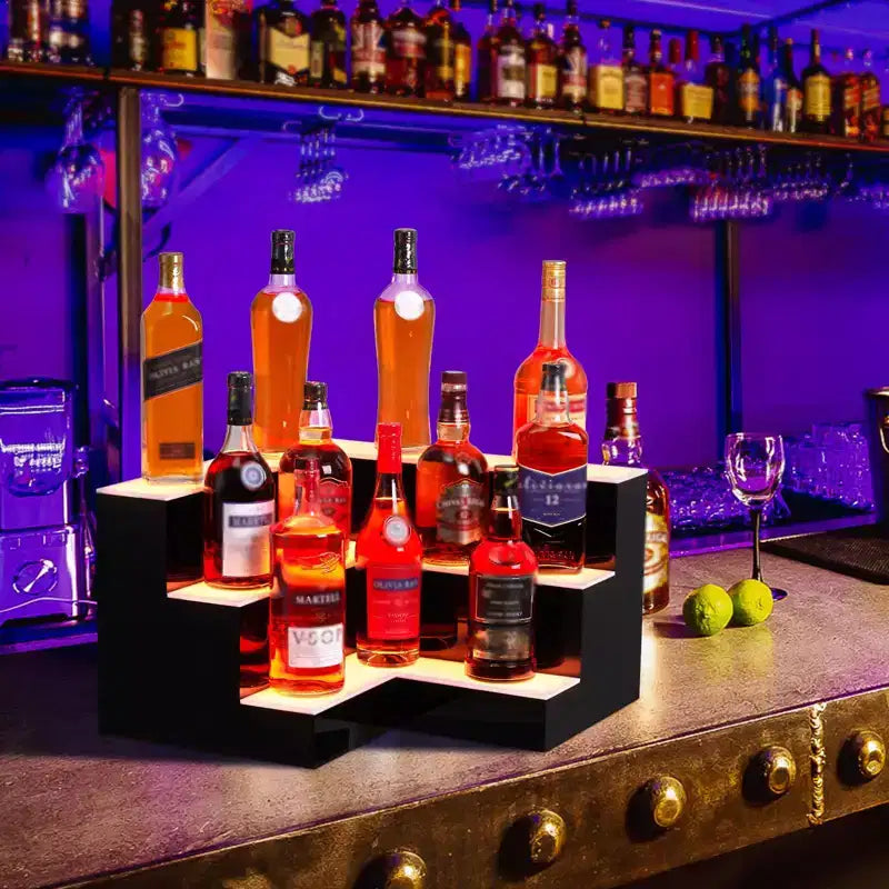 Drankfles Displayplank, 3-lagen 20-inch acryl verlichte flesdisplay met afstandsbediening en app-bediening