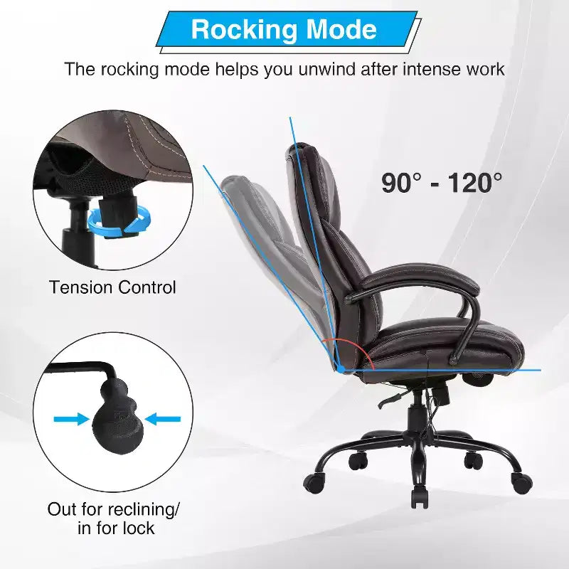Big and Tall Office Chair 500lbs, Executive Computer Chair with Lumbar Support