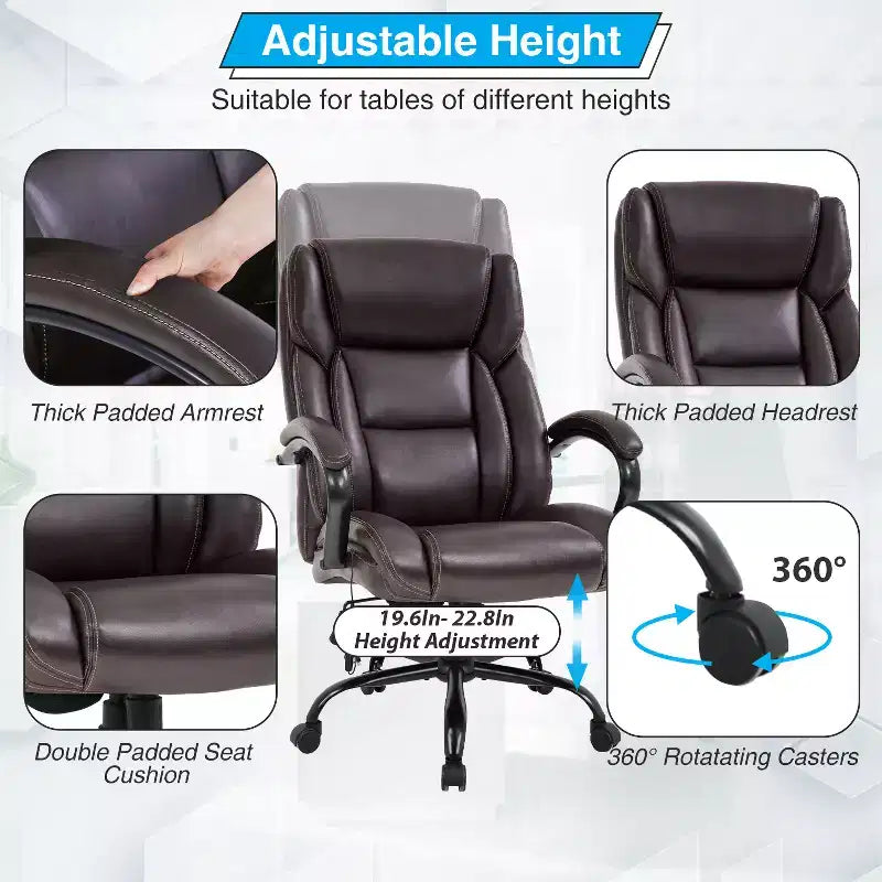 Big and Tall Office Chair 500lbs, Executive Computer Chair with Lumbar Support