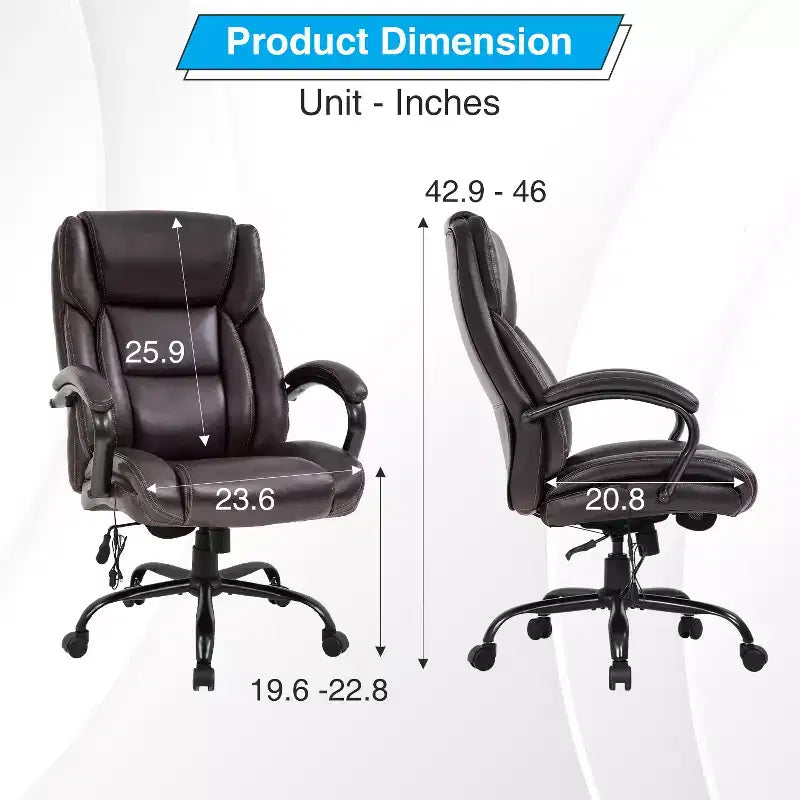 Big and Tall Office Chair 500lbs, Executive Computer Chair with Lumbar Support