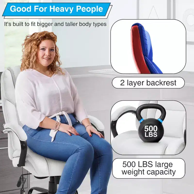 Big and Tall Office Chair 500lbs, Executive Computer Chair with Lumbar Support