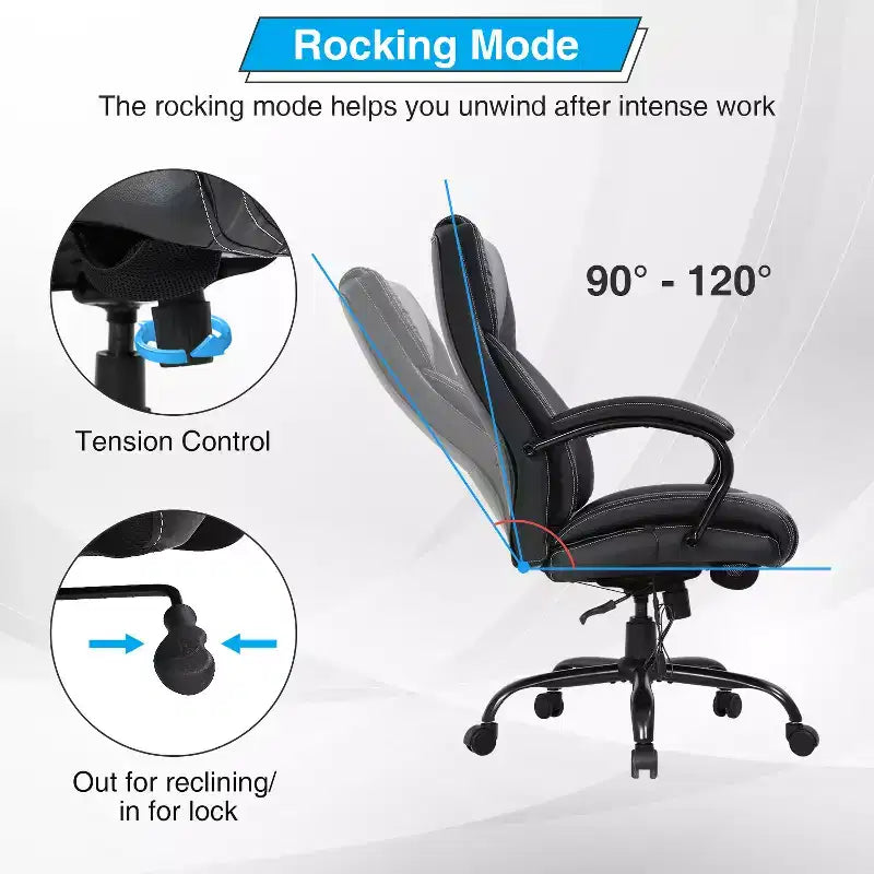 Big and Tall Office Chair 500lbs, Executive Computer Chair with Lumbar Support