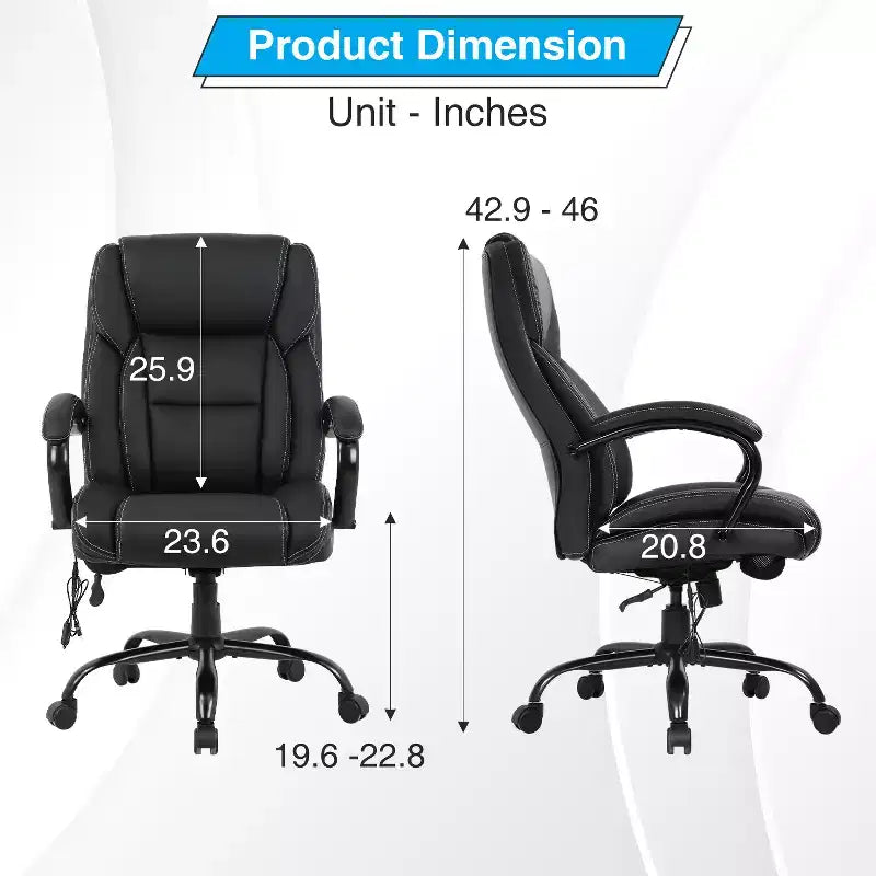 Big and Tall Office Chair 500lbs, Executive Computer Chair with Lumbar Support