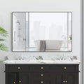 48x32 Modern Black Frame Bathroom Mirror: Oversized, Aluminum, Wall Mounted, Vertical/Horizontal