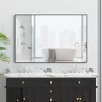48x32 Modern Black Frame Bathroom Mirror: Oversized, Aluminum, Wall Mounted, Vertical/Horizontal