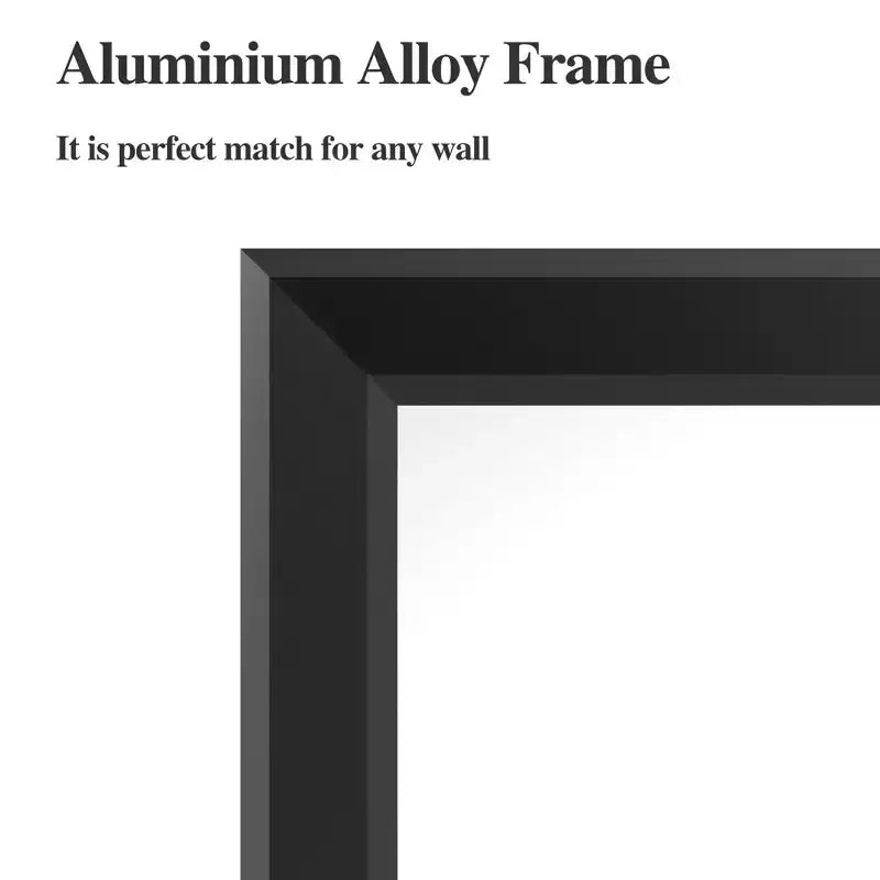48x32 Modern Black Frame Bathroom Mirror: Oversized, Aluminum, Wall Mounted, Vertical/Horizontal