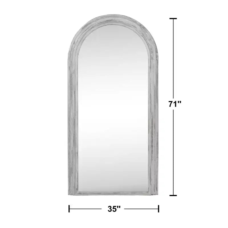 Whitewashed Staircase-Style Solid Wood Full-Length Mirror 180x90x4cm