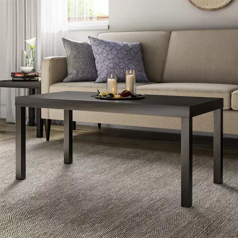 Parsons Style Coffee Table, Black Oak Finish