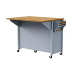52" Kitchen Island with Drop Leaf, Built-in Racks, Drawers and Adjustable Shelf, on Wheels