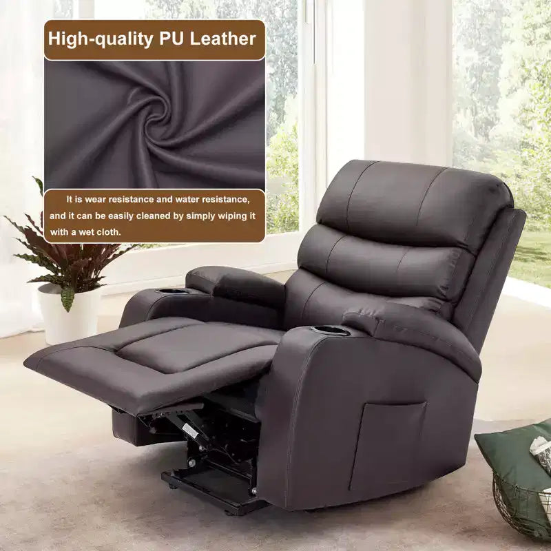 Power Lift Recliner Chair with Massage and Heat for Elderly, with 2 Cup Holders