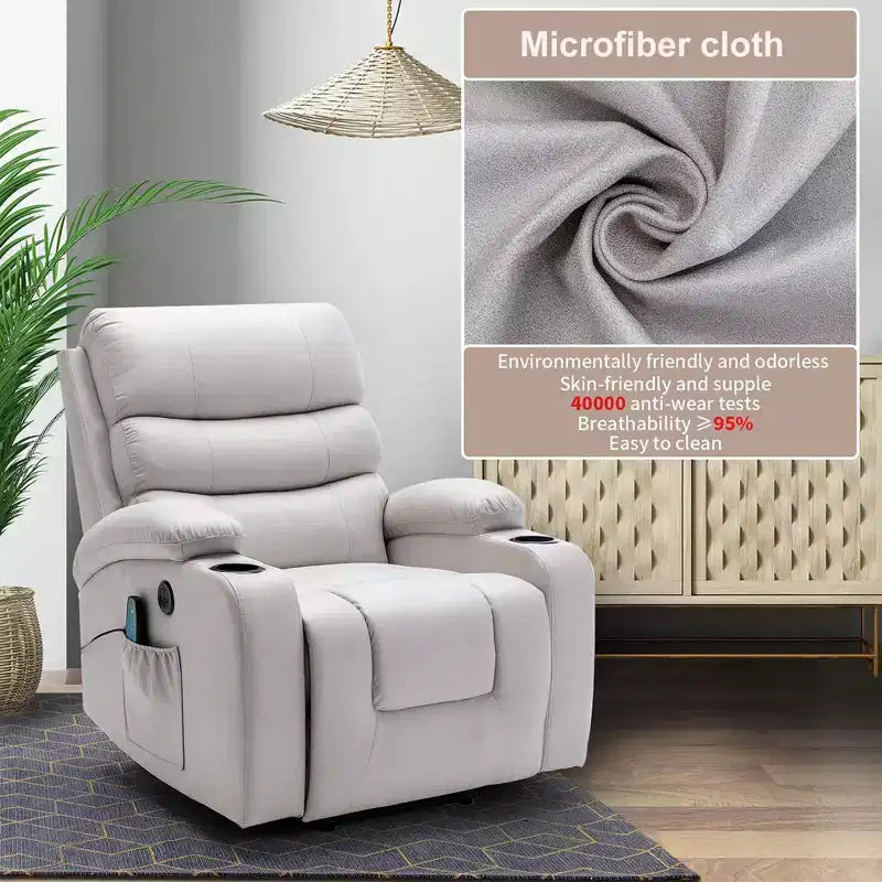 Power Lift Recliner Chair with Massage and Heat for Elderly, with 2 Cup Holders