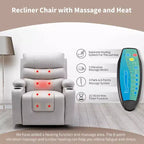 Power Lift Recliner Chair with Massage and Heat for Elderly, with 2 Cup Holders