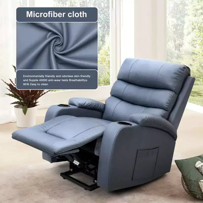 Power Lift Recliner Chair with Massage and Heat for Elderly, with 2 Cup Holders