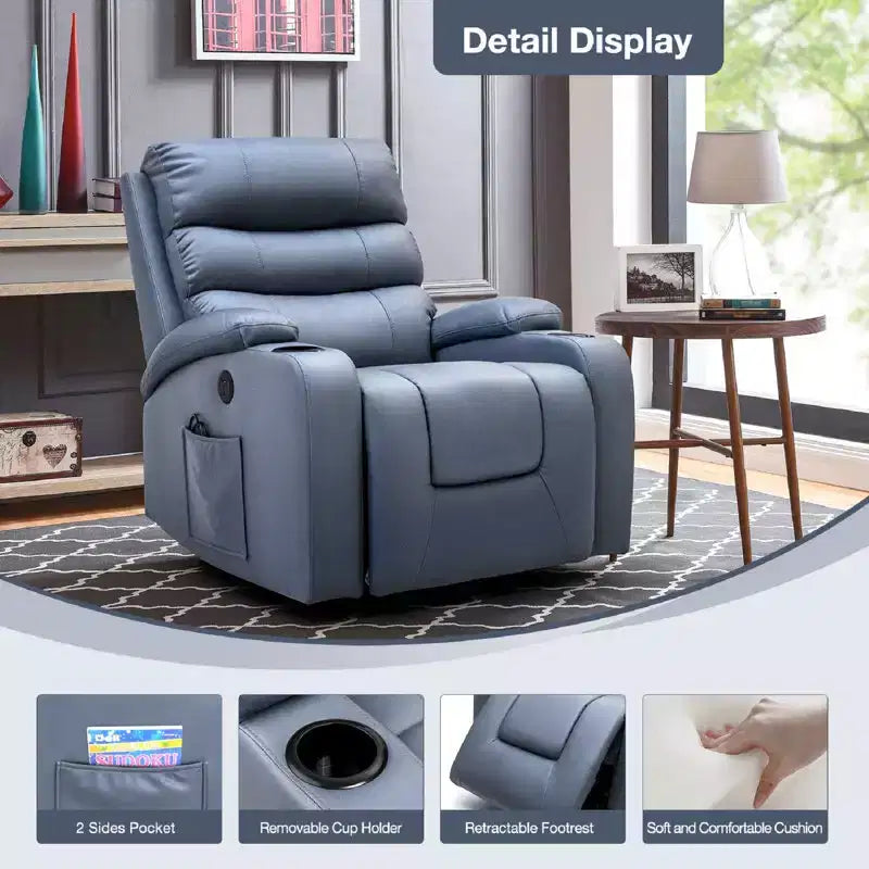 Power Lift Recliner Chair with Massage and Heat for Elderly, with 2 Cup Holders