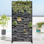 72" Black Metal Planter Box with Trellis Privacy Screen for Café, Patio, Garden & Balconies