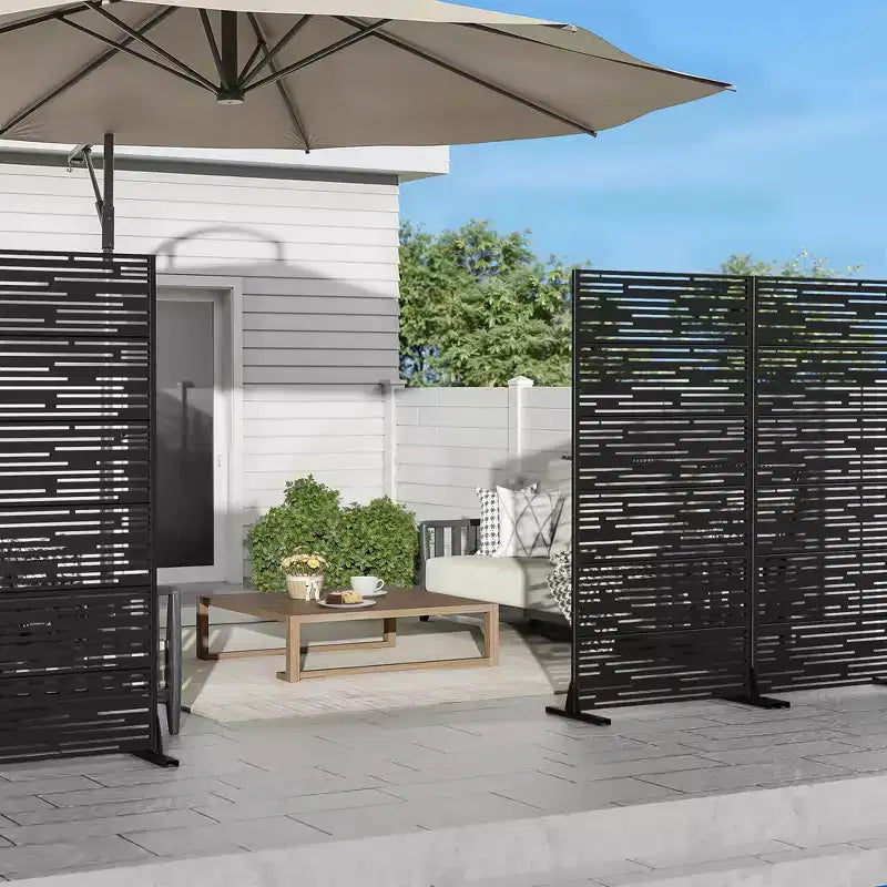 72" Black Metal Planter Box with Trellis Privacy Screen for Café, Patio, Garden & Balconies
