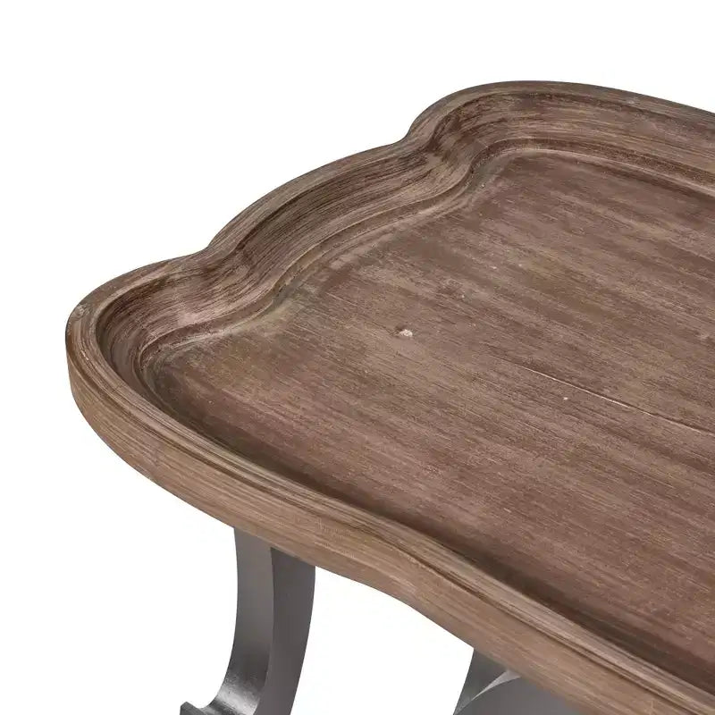 Ancient Style Coffee Table Side Table for Living Room, Black Legs and Natural Finish, Large