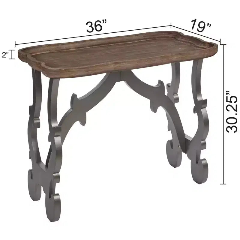 Ancient Style Coffee Table Side Table for Living Room, Black Legs and Natural Finish, Large