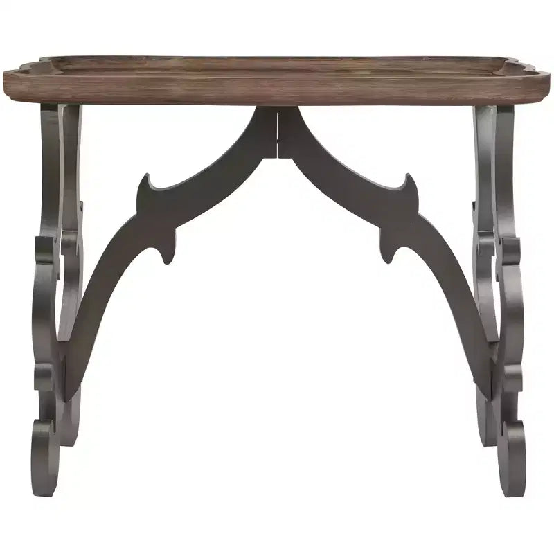Ancient Style Coffee Table Side Table for Living Room, Black Legs and Natural Finish, Large