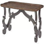 Ancient Style Coffee Table Side Table for Living Room, Black Legs and Natural Finish, Large