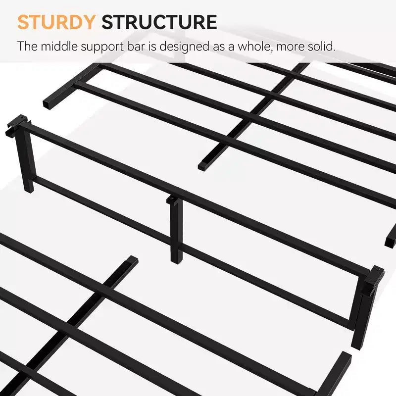 Bed Frame With Rattan Headboard/Footboard, Platform Bed Frame, Mid Century Modern Bed Frame/No Box Spring Needed/Easy Assembly/Noise-Free