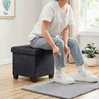 15" Square Linen Storage Ottoman with Legs