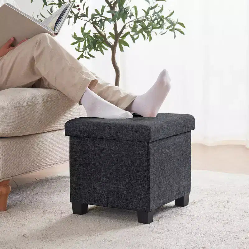 15" Square Linen Storage Ottoman with Legs
