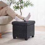15" Square Linen Storage Ottoman with Legs