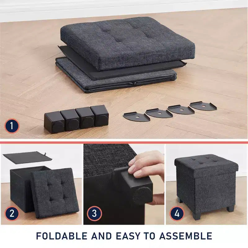 15" Square Linen Storage Ottoman with Legs