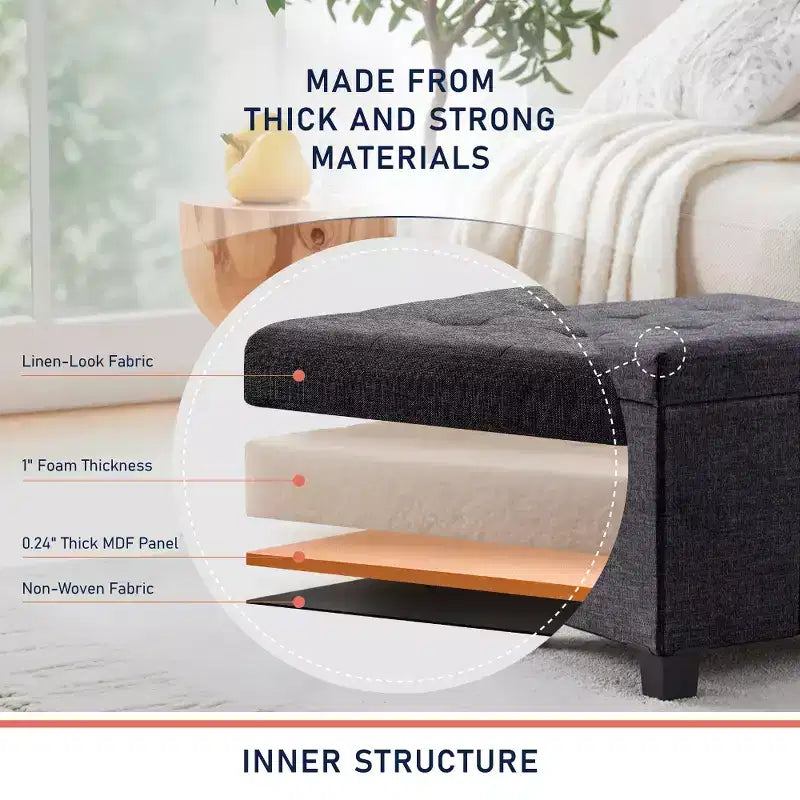15" Square Linen Storage Ottoman with Legs