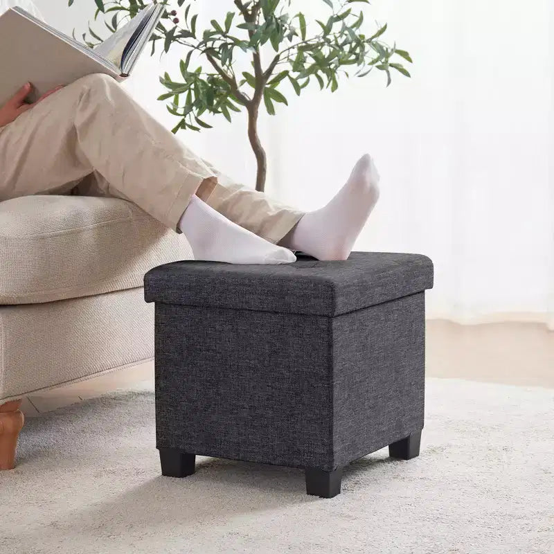 15" Square Linen Storage Ottoman with Legs