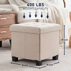 15" Square Linen Storage Ottoman with Legs