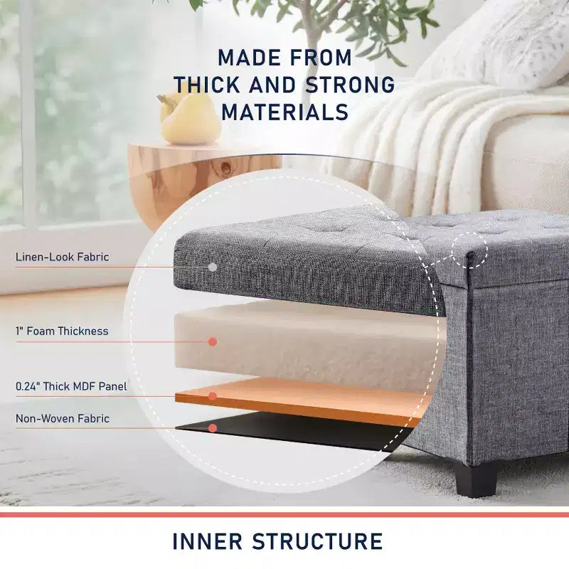 15" Square Linen Storage Ottoman with Legs