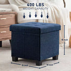 15" Square Linen Storage Ottoman with Legs
