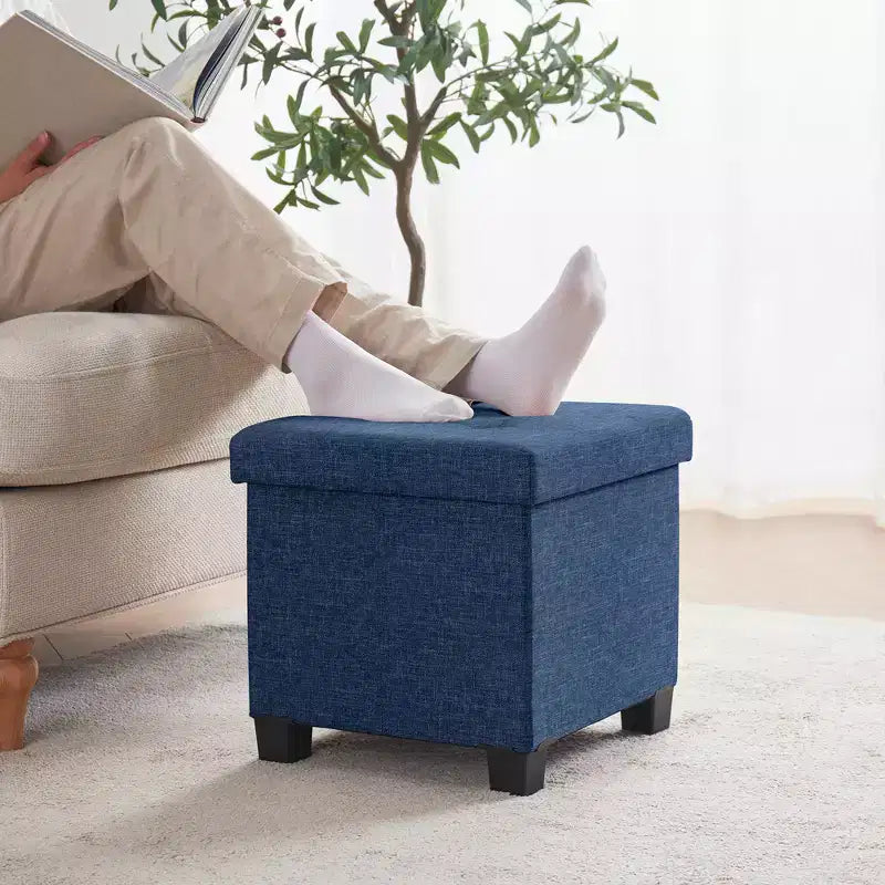 15" Square Linen Storage Ottoman with Legs