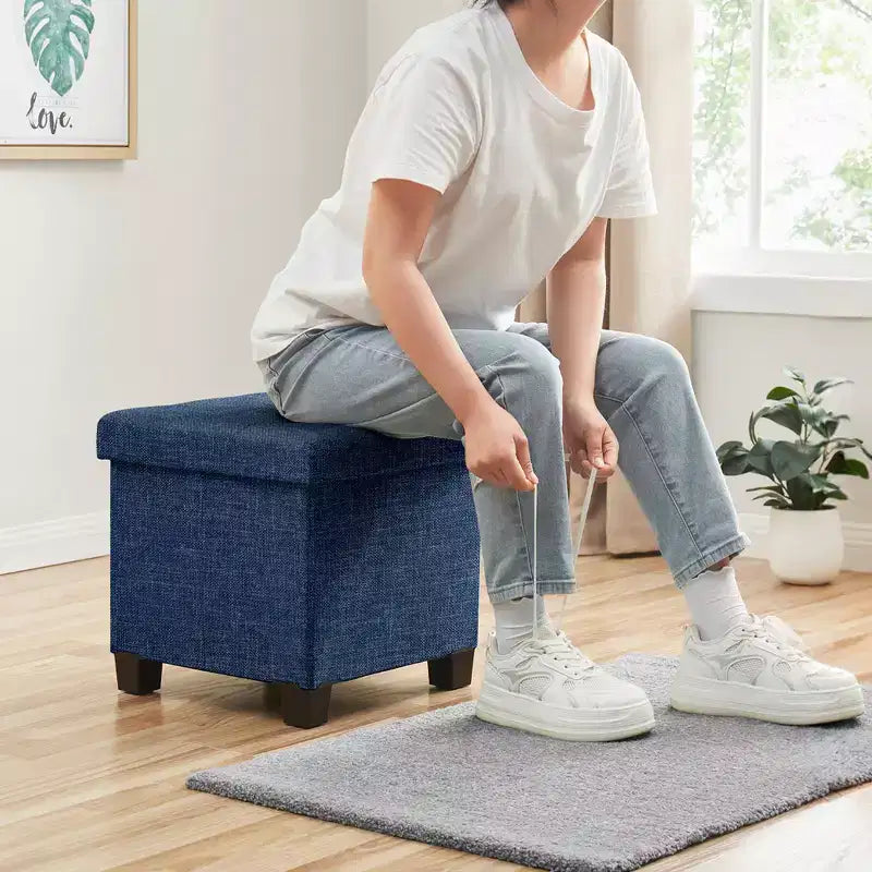 15" Square Linen Storage Ottoman with Legs