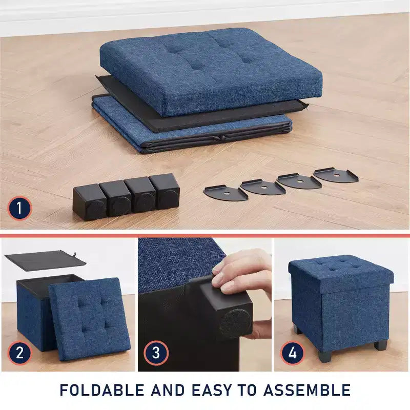 15" Square Linen Storage Ottoman with Legs