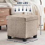 15" Square Linen Storage Ottoman with Legs