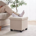15" Square Linen Storage Ottoman with Legs