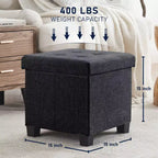 15" Square Linen Storage Ottoman with Legs