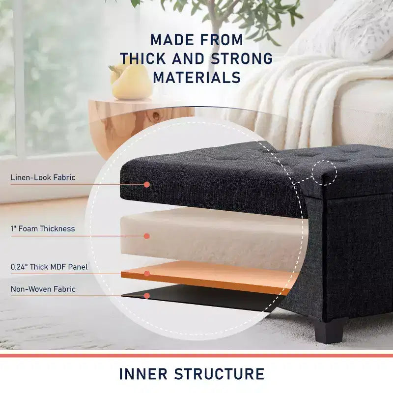 15" Square Linen Storage Ottoman with Legs
