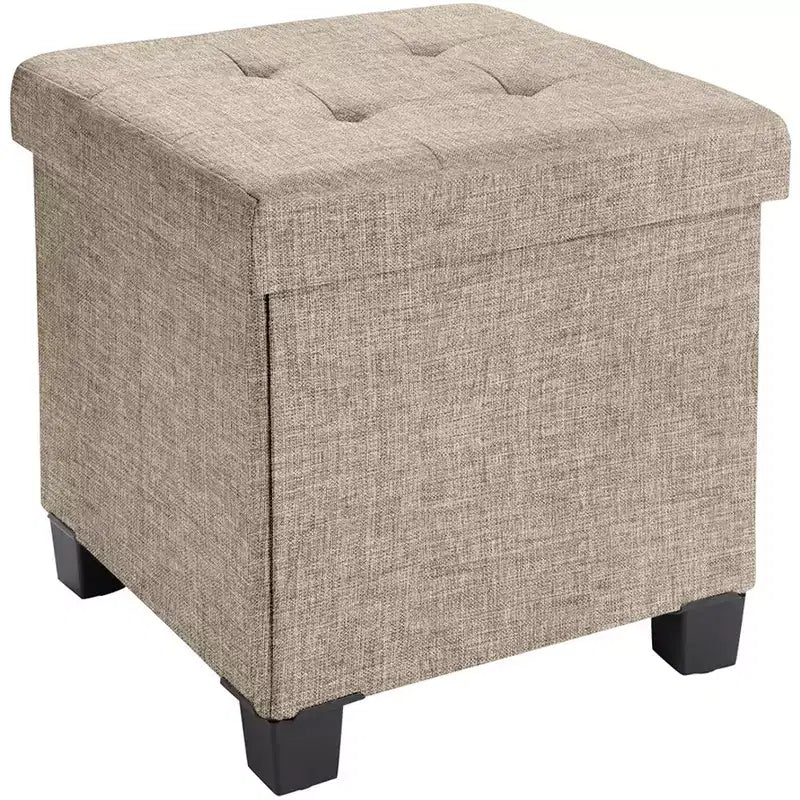 15" Square Linen Storage Ottoman with Legs