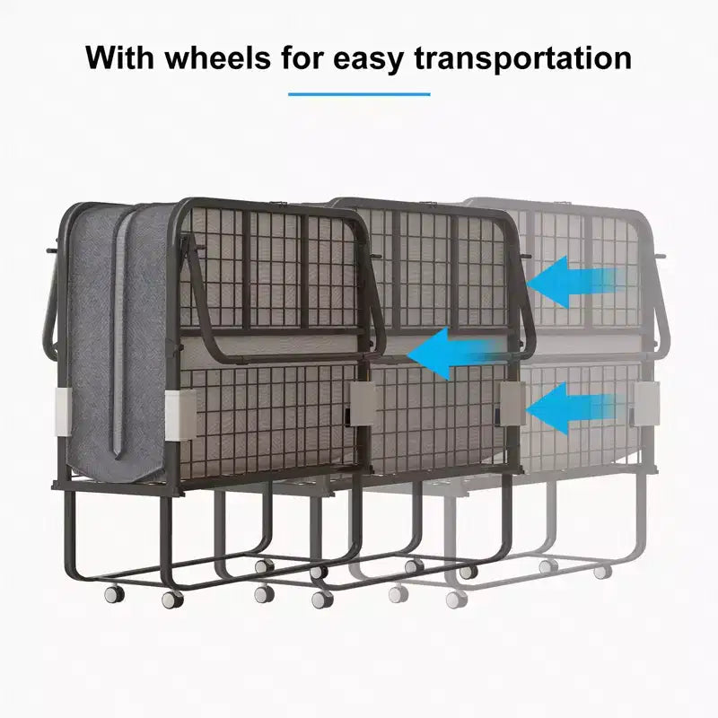 Folding Bed with Mattress, Portable Guest Bed Camping Cot, Soft Padded Rollaway Sleeping Bed