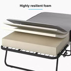 Folding Bed with Mattress, Portable Guest Bed Camping Cot, Soft Padded Rollaway Sleeping Bed
