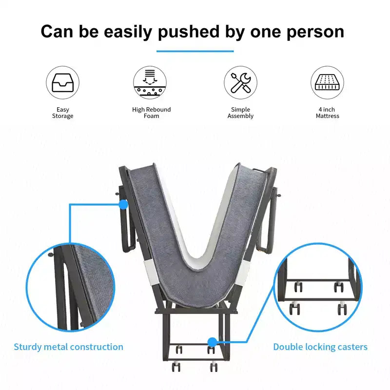 Folding Bed with Mattress, Portable Guest Bed Camping Cot, Soft Padded Rollaway Sleeping Bed