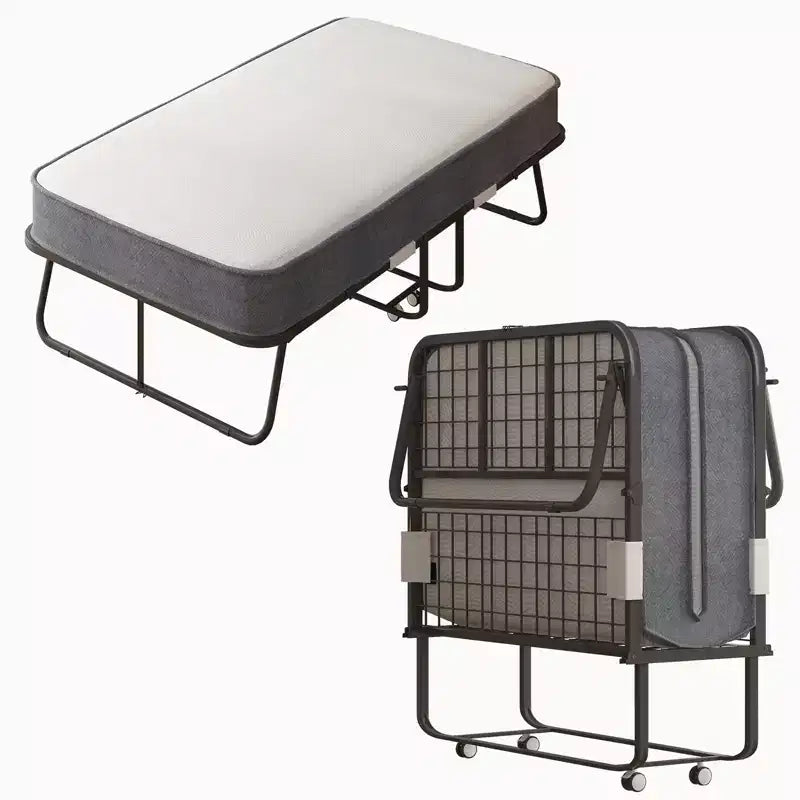 Folding Bed with Mattress, Portable Guest Bed Camping Cot, Soft Padded Rollaway Sleeping Bed