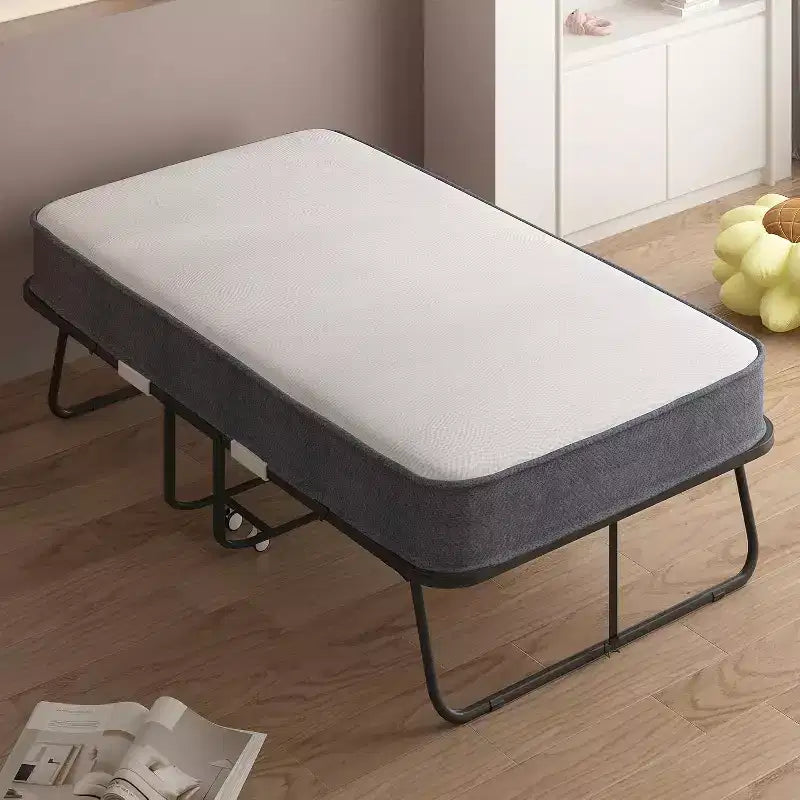 Folding Bed with Mattress, Portable Guest Bed Camping Cot, Soft Padded Rollaway Sleeping Bed